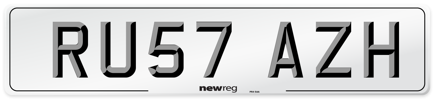 RU57 AZH Number Plate from New Reg
